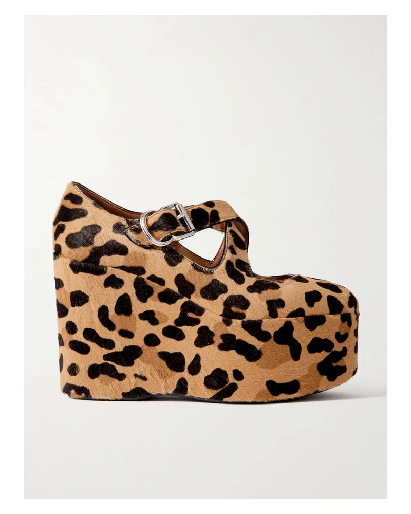Alaïa 110 Leopard-print Calf Hair Platform Wedge Pumps - Animal print Animal