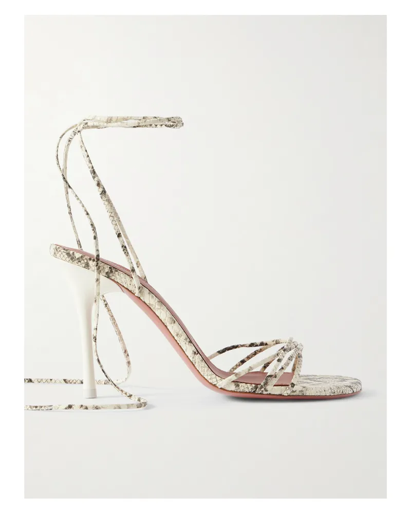 Amina Muaddi Lori Lace-up Snake-effect Leather Sandals - Animal print Animal