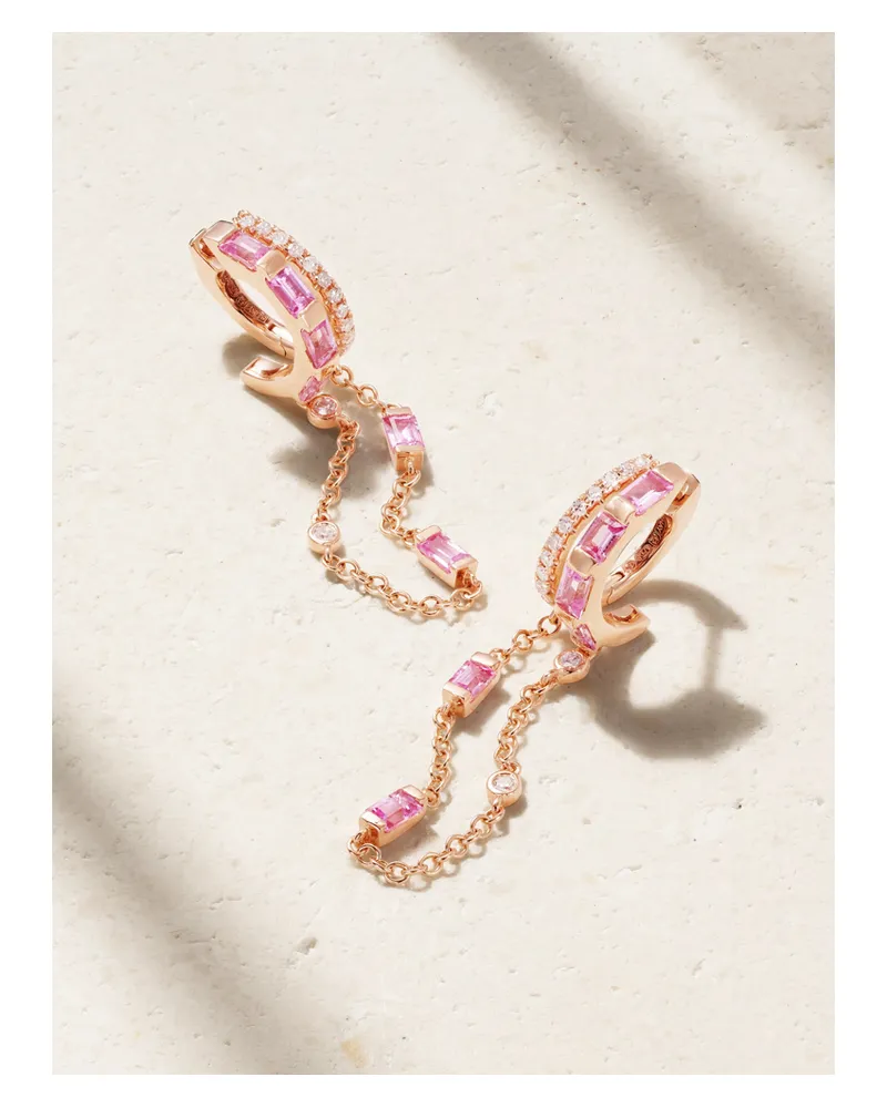 SHAY Ohrringe Aus 18 Karat Roségold Mit Saphiren Und Diamanten - Pink Pink