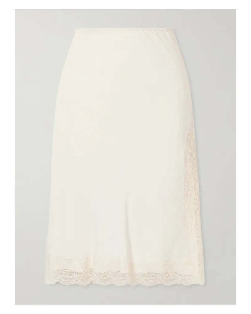 Róhe Lace-trimmed Crepe Midi Skirt - Neutrals Neutrals