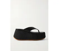 Nama Leather Platform Flip Flops - Black