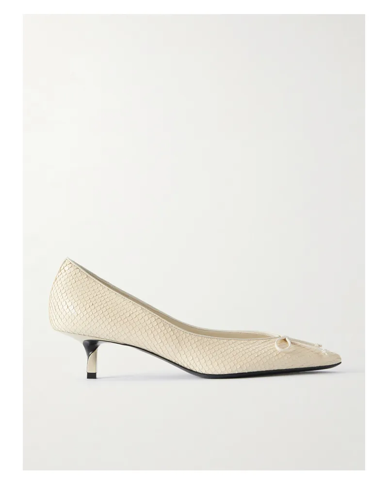 Jacquemus Tourni Pumps Aus Leder Mit Schlangeneffekt Und Schleife - Elfenbein Elfenbein