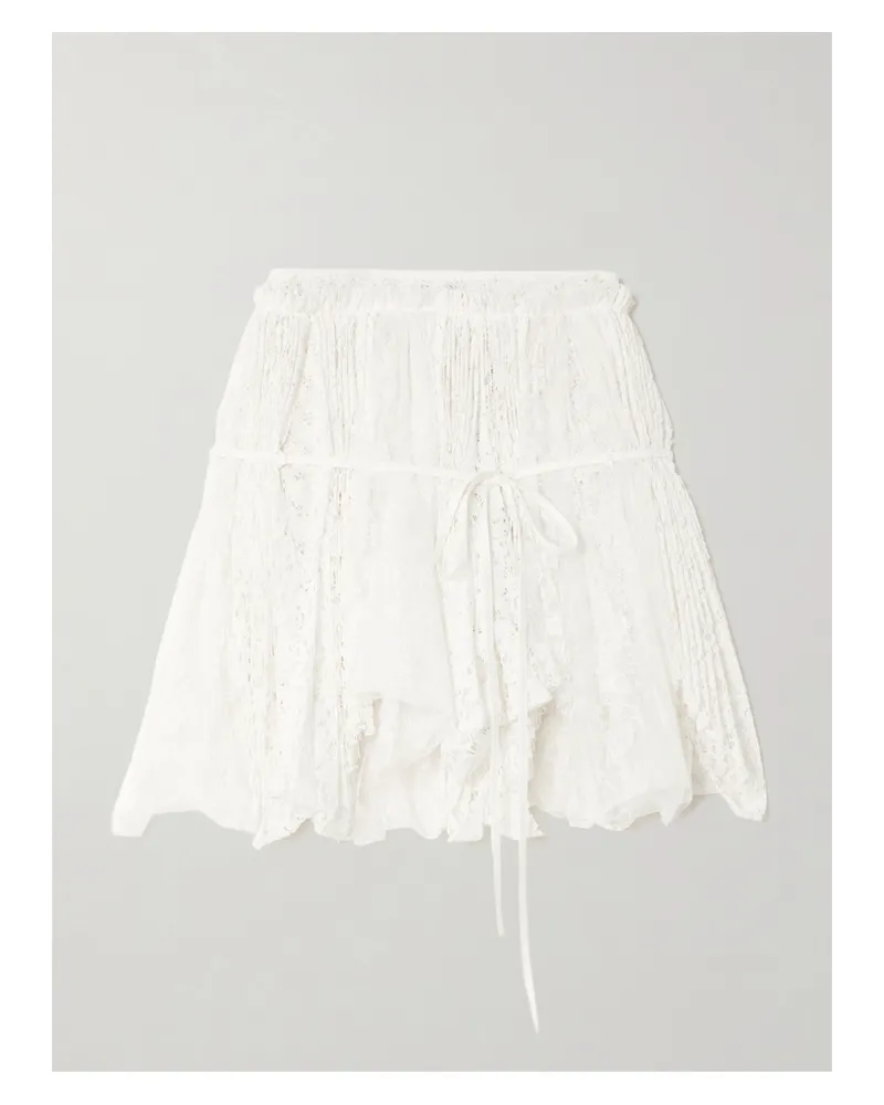 J.W.Anderson Asymmetric Tie-detailed Lace Mini Skirt - White White