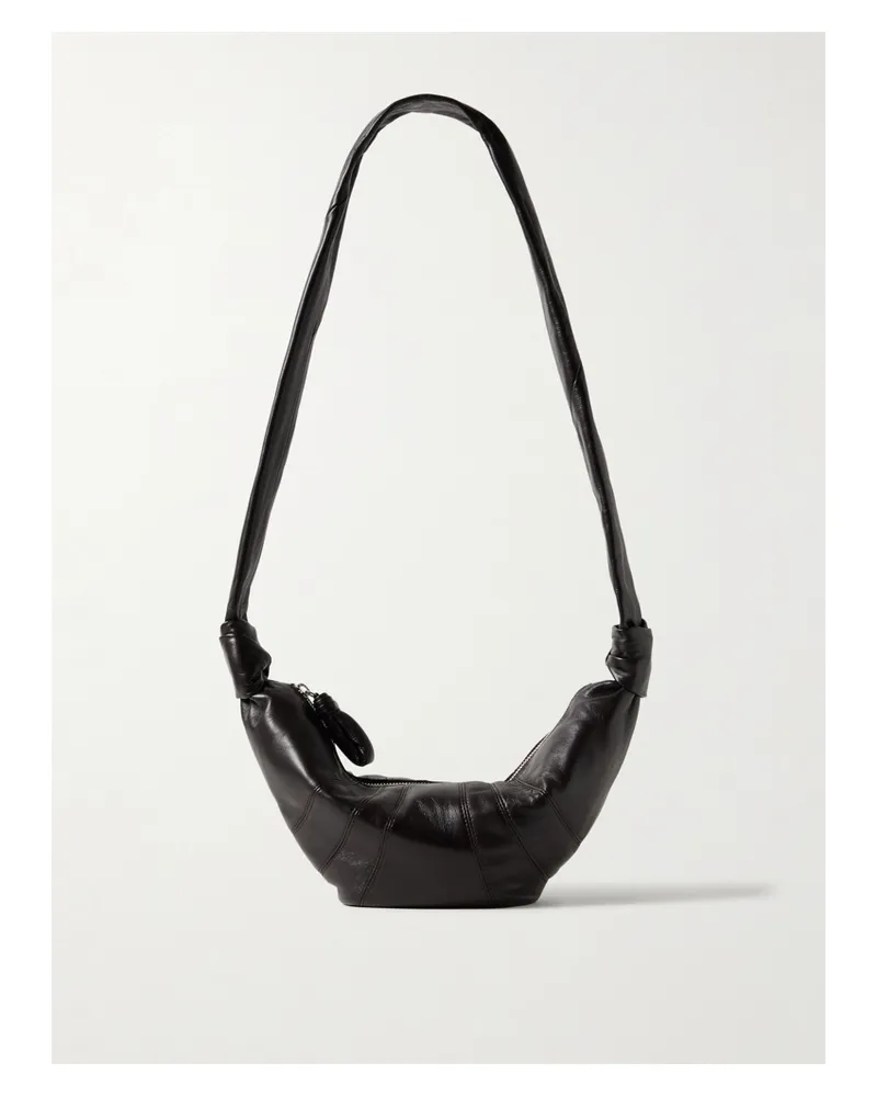 Christophe Lemaire Croissant Small Paneled Leather Shoulder Bag - Brown Brown