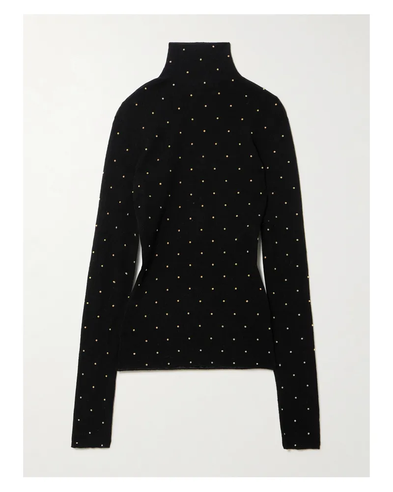 Paco Rabanne Stehkragenpullover Aus Wolle Mit Nieten - Schwarz Schwarz