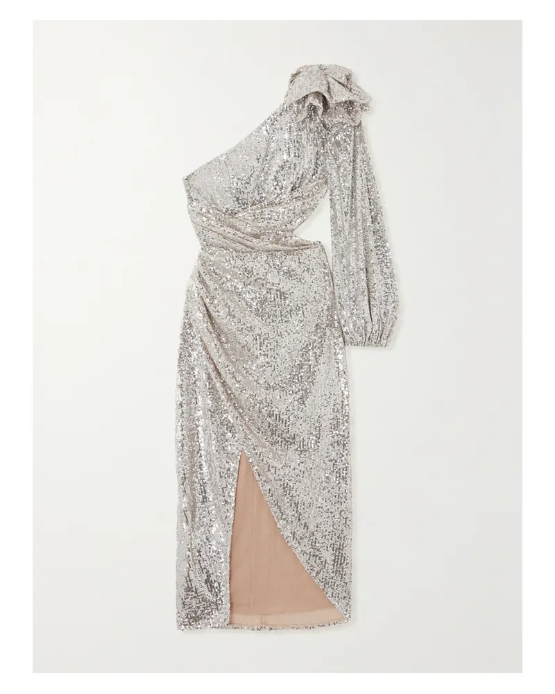 Pat Bo Asymmetrisches Midikleid Aus Satin Mit Pailletten Und Cut-out - Silber Silber