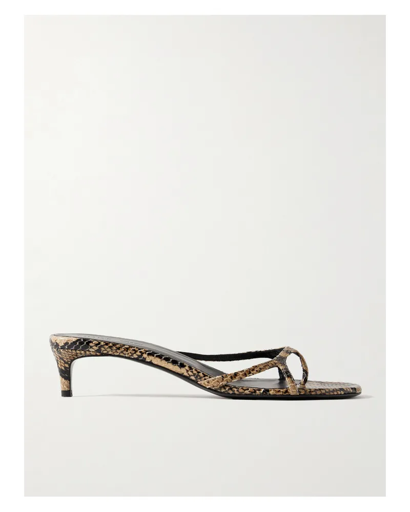 KHAITE Mila Snake-effect Leather Mules - Animal print Animal