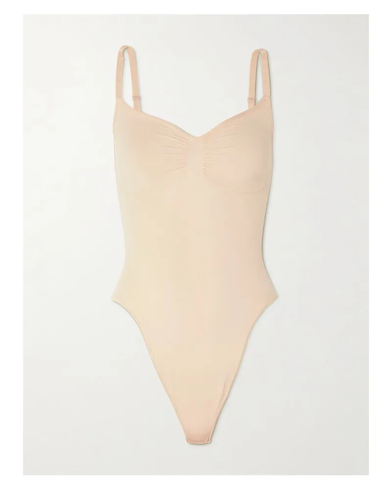 SKIMS Seamless Sculpt Thong Bodysuit – Sand – String-body - Neutral Neutral