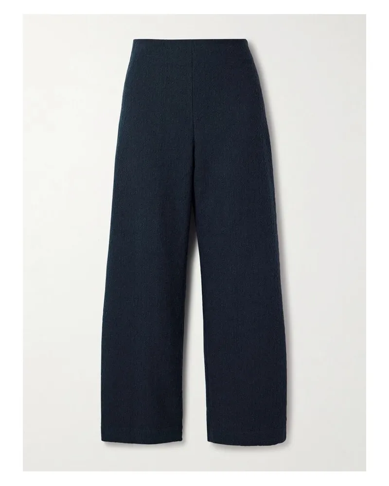 Oscar de la Renta Hose Mit Geradem Bein Aus Bouclé-tweed Aus Einer Baumwollmischung - Blau Blau