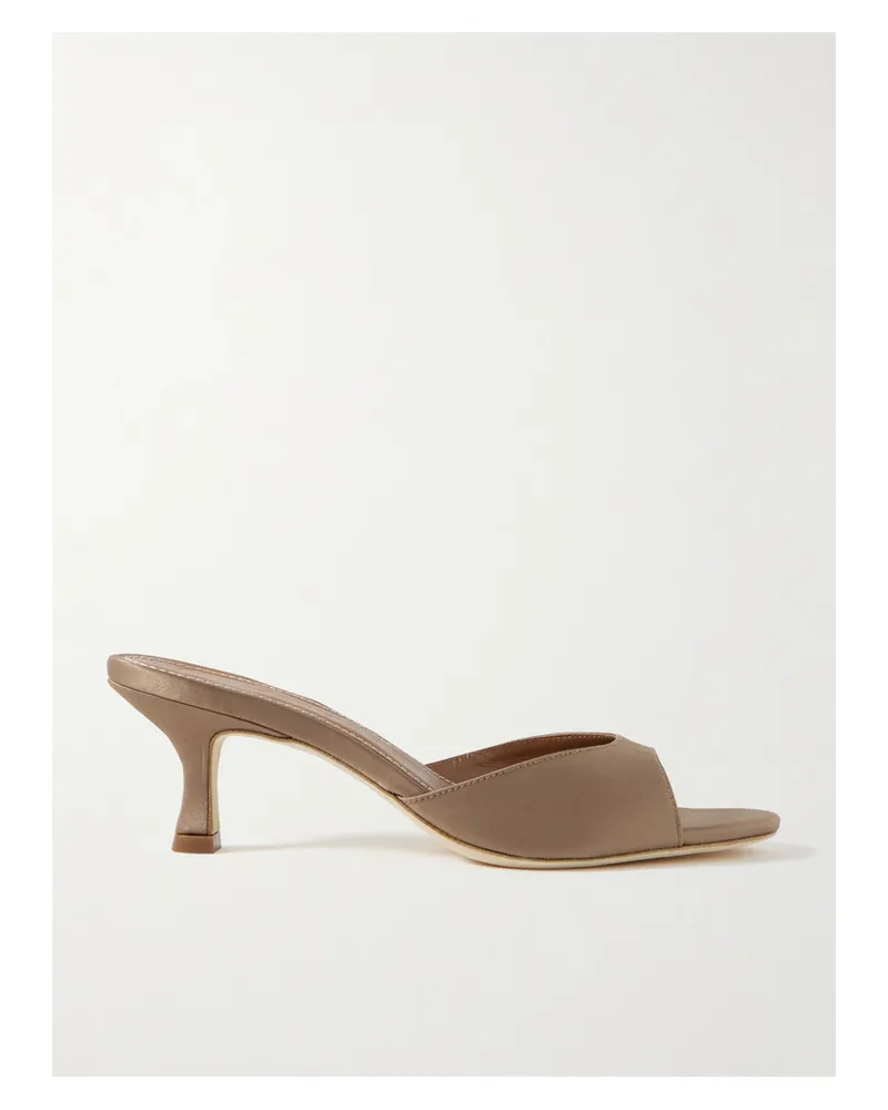 STAUD Brigitte Satin Mules - Brown Brown