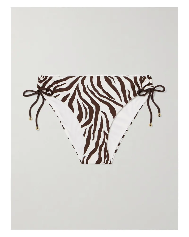 Max Mara Beachwear Sibilla Bikini-höschen Mit Zebramuster Und Verzierungen - Braun Braun