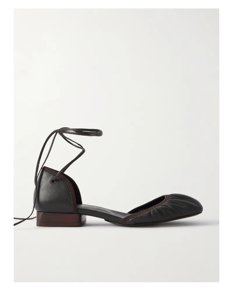 Christophe Lemaire Flache Schuhe Aus Leder Mit Raffungen - Braun Braun