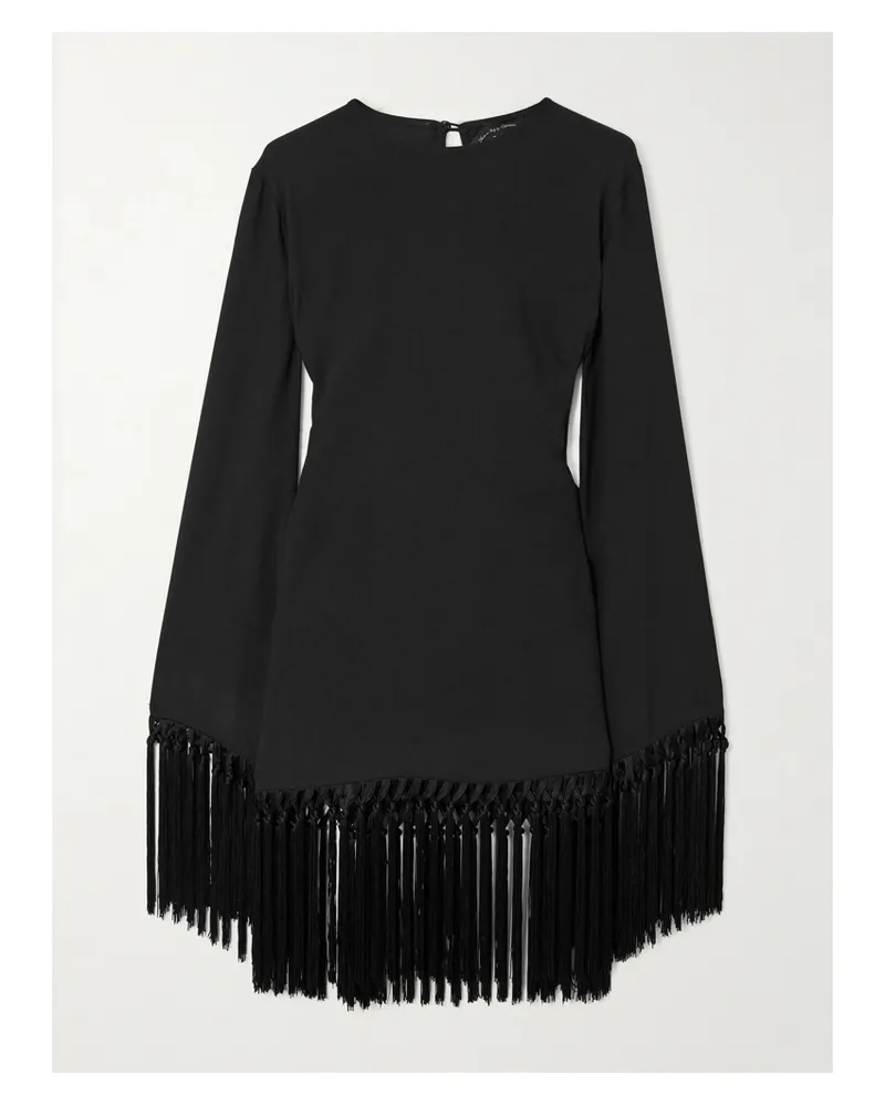 Taller Marmo Claudia Minikleid Aus Crêpe Mit Fransen - Schwarz Schwarz
