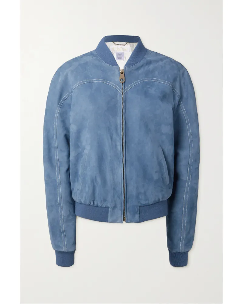 Chloé Bomberjacke aus Veloursleder Blau