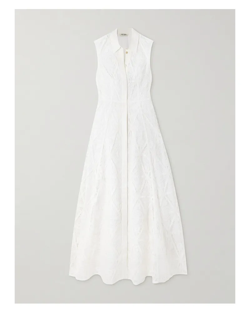 Emporio Sirenuse Miralda Maxi-hemdblusenkleid Aus Guipure-spitze - Wollweiß Wollweiß