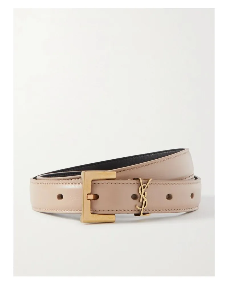Saint Laurent Monogramme Gürtel Aus Leder - Neutral Neutral