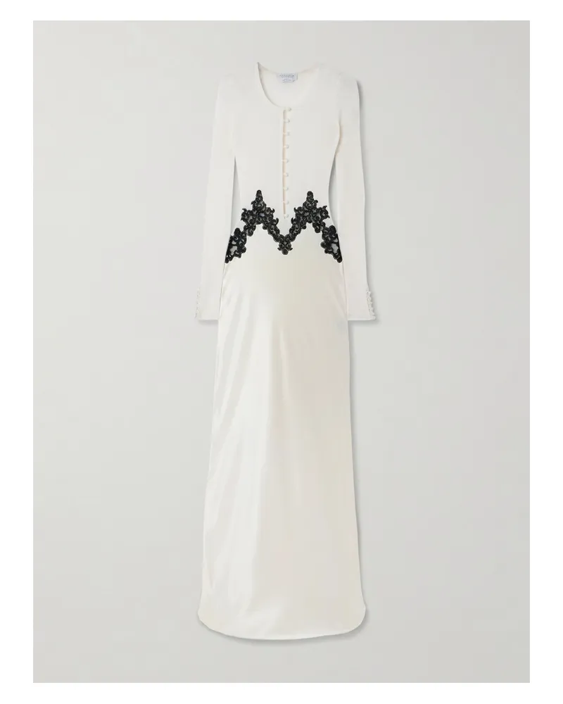 Gabriela Hearst Kerry Maxikleid Aus Einer Gerippten Kaschmirmischung Und Seide Mit Spitzeneinsatz - Elfenbein Elfenbein
