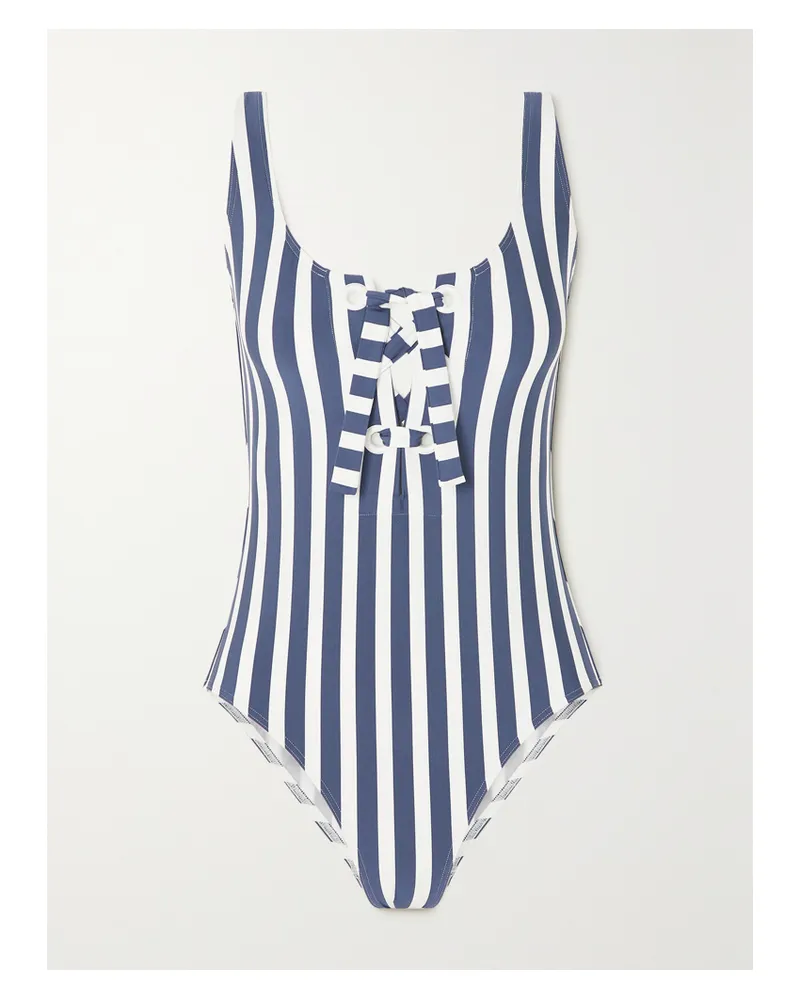 Eres Samba Gestreifter Badeanzug Mit Schnürung - Blau Blau