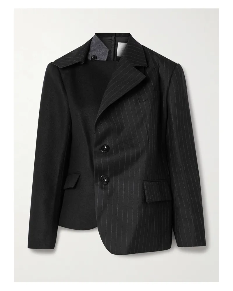 Sacai Blazer aus Wollfilz und Woll-twill Schwarz