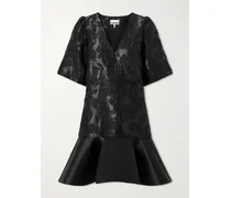 Cloqué And Satin Mini Dress - Black