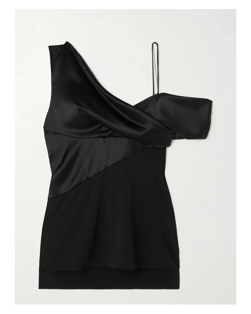 Loewe Asymmetrisches Oberteil Aus Satin Und Crêpe Mit Verzierung - Schwarz Schwarz