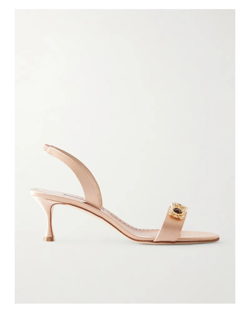 Manolo Blahnik Cupisan 50 Slingback-sandalen Aus Satin Mit Verzierungen - Pink Pink