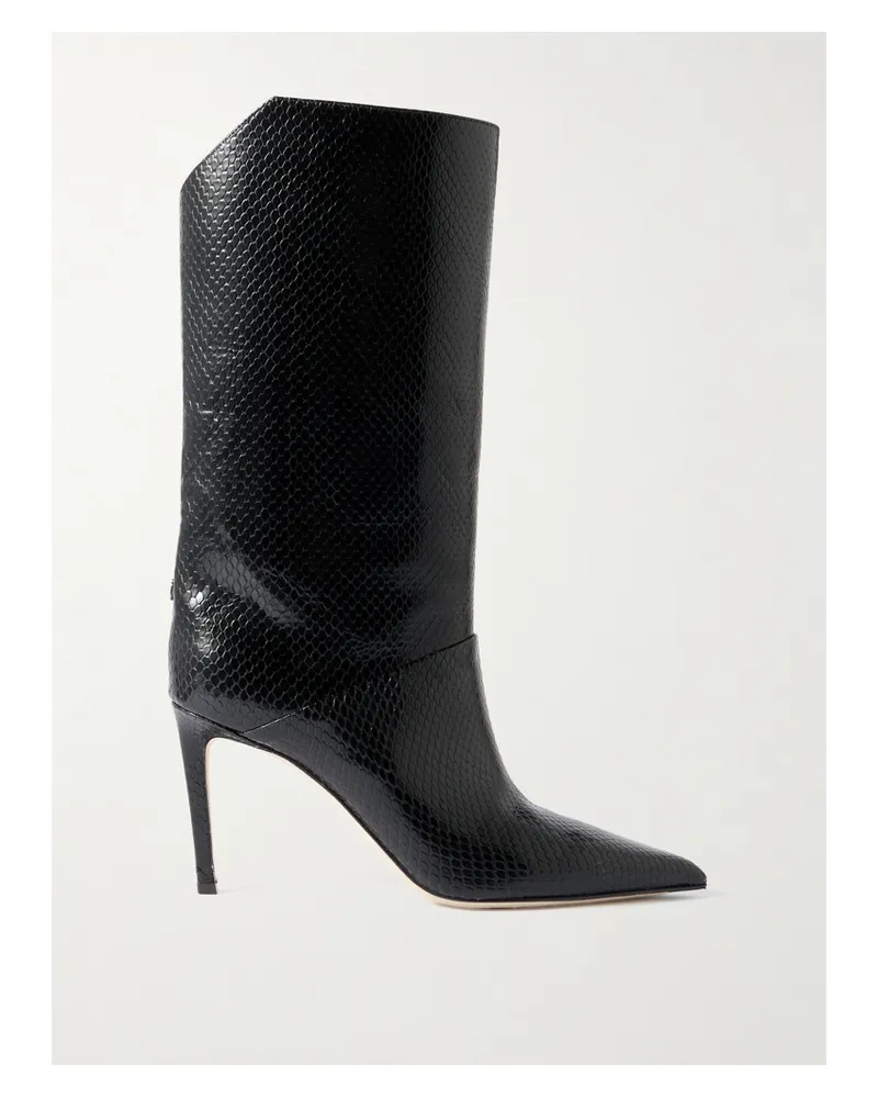 Jimmy Choo Beren 85 Stiefel Aus Leder Mit Schlangeneffekt - Schwarz Schwarz
