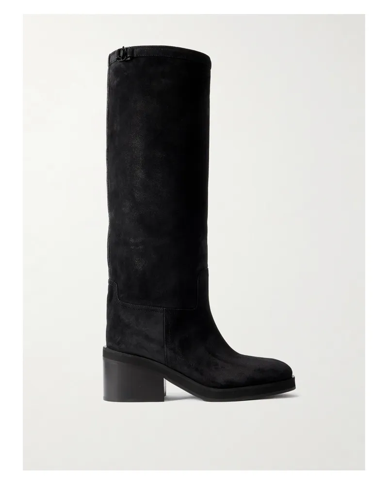 Jimmy Choo Yasmin 70 Suede Knee Boots - Black Black