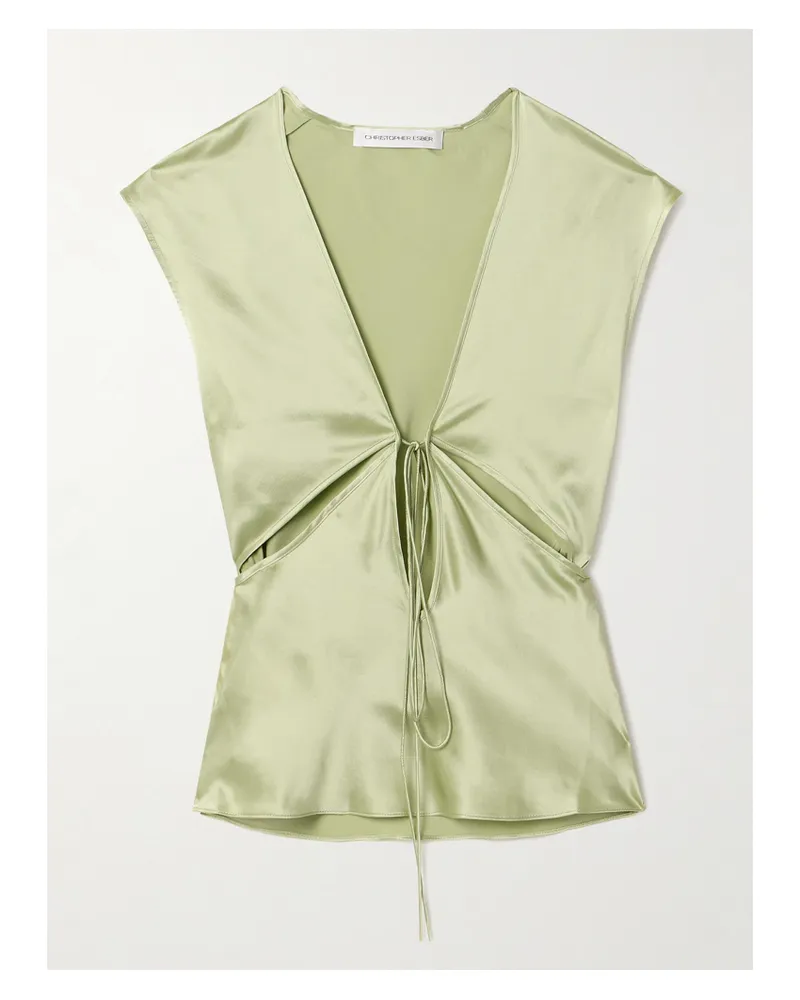 Christopher Esber Triquetra Oberteil Aus Seidensatin Mit Cut-outs - Grün Grün
