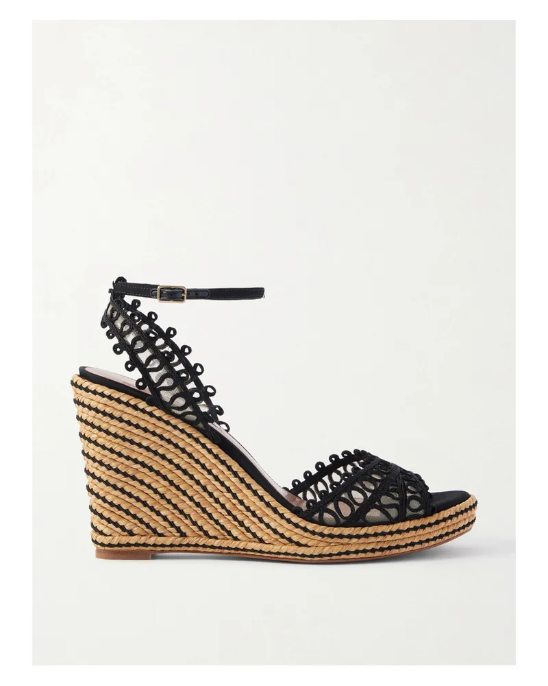 Aquazzura Kahlo 105 Raffia Espadrille Sandals - Black Black