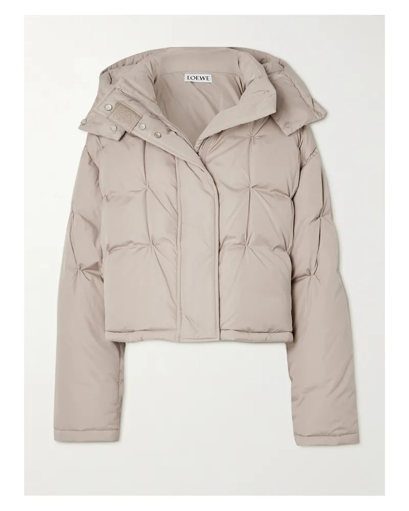 Loewe Daunenjacke Aus Gestepptem Shell Mit Kapuze Und Lederbesatz - Neutral Neutral