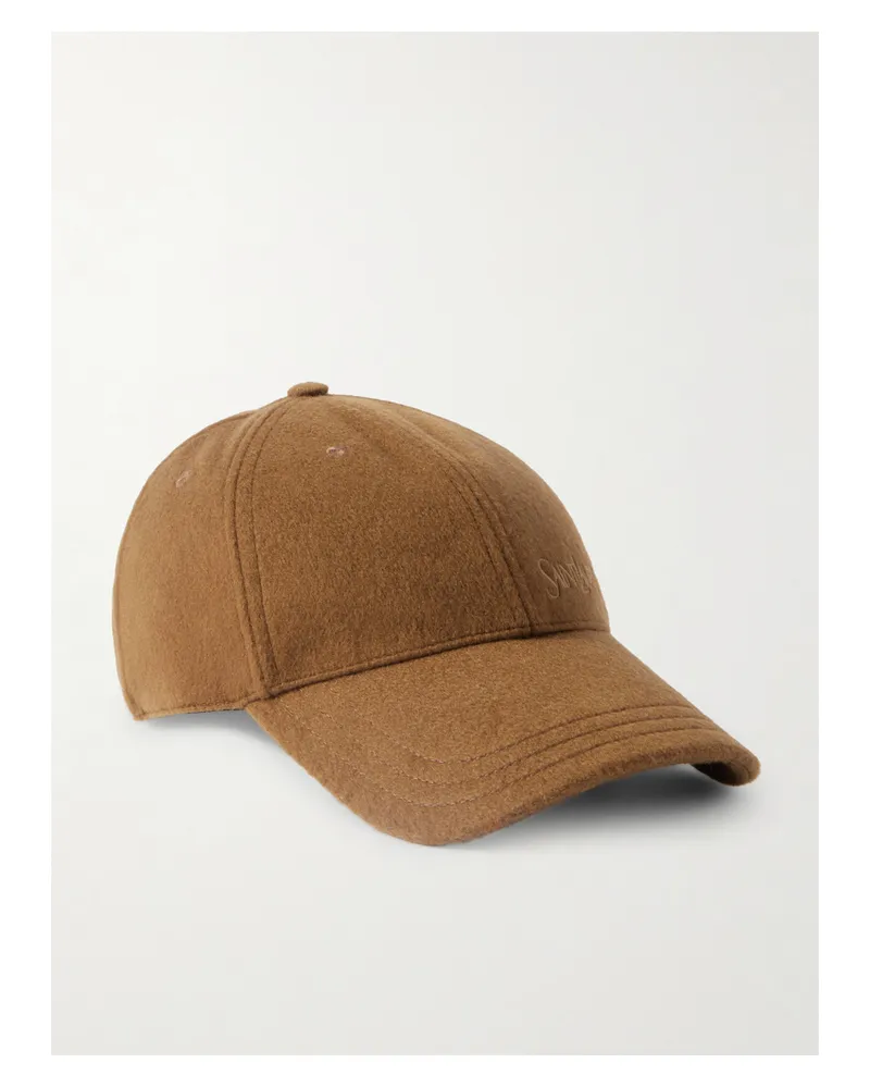 Saint Laurent Embroidered Brushed-cashmere Baseball Cap - Brown Brown