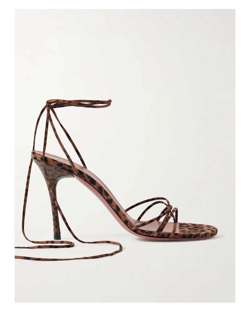 Amina Muaddi Lori Riemchensandalen Aus Veloursleder Mit Leopardenprint - Animal-Print Animal-print