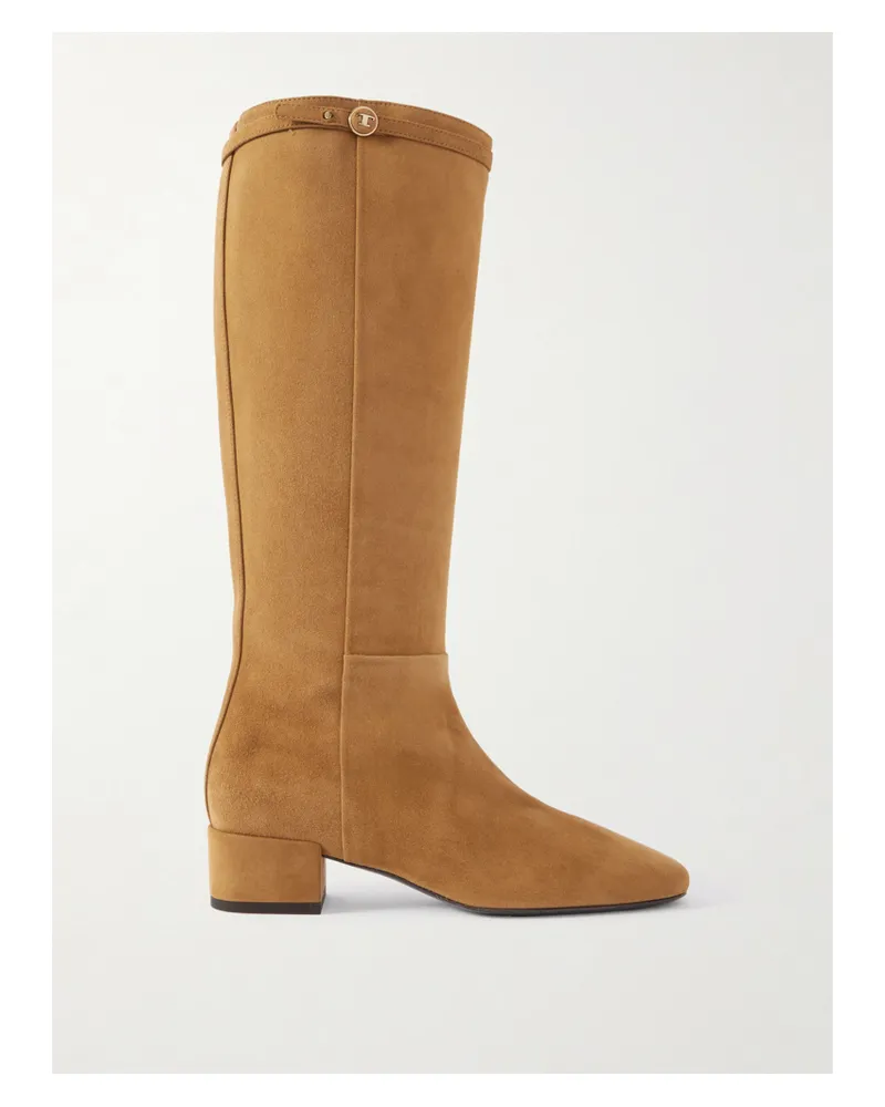 TOD'S Kniehohe Stiefel Aus Veloursleder Mit Verzierung - Braun Braun