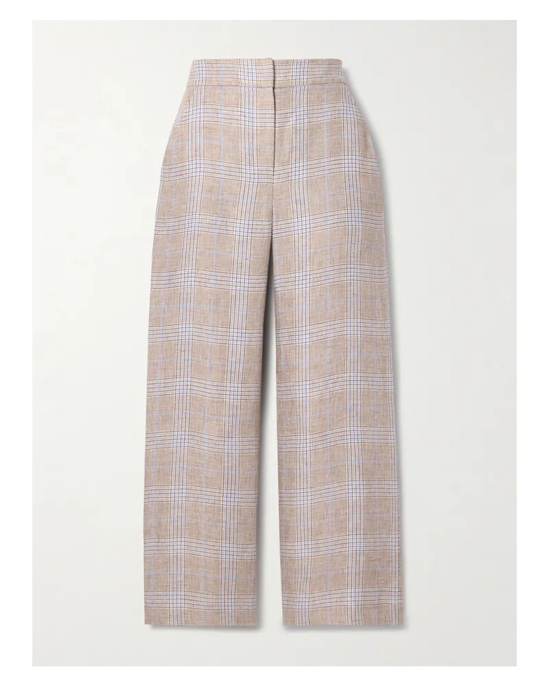 Veronica Beard Brixton Verkürzte Hose Mit Weitem Bein Aus Kariertem Leinen - Braun Braun