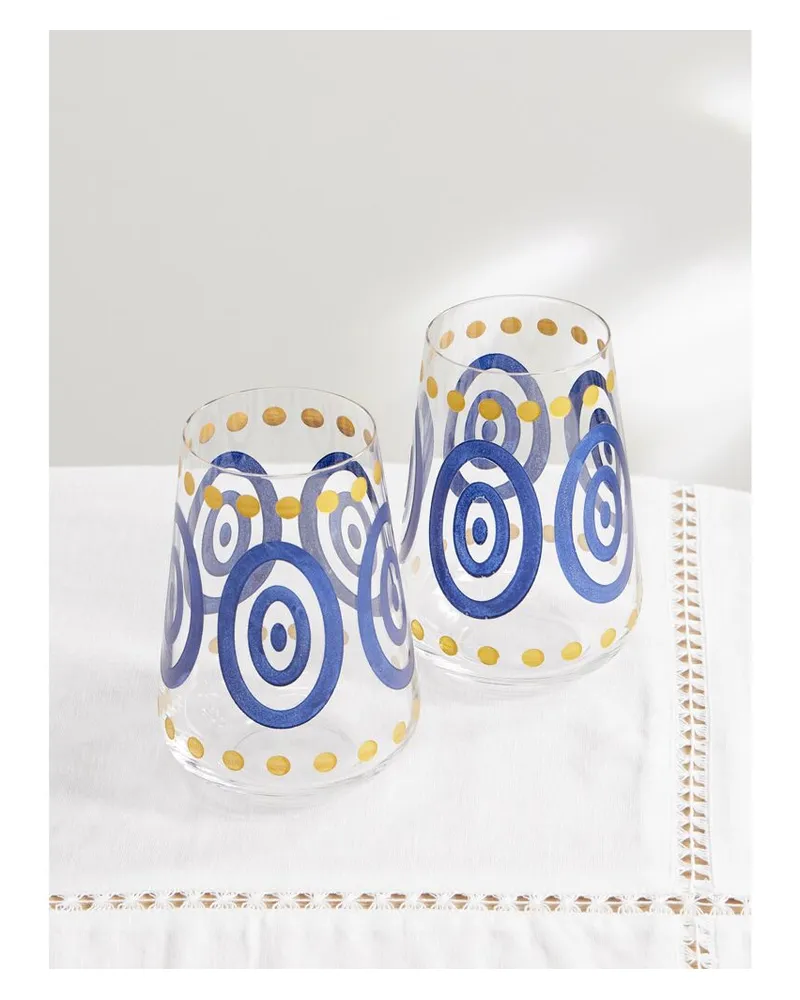 THEMIS Z Kyklos Set Aus Zwei Bemalten Gläsern - Blau Blau