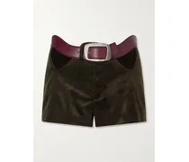 Cut-out Cotton-corduroy Shorts - Green