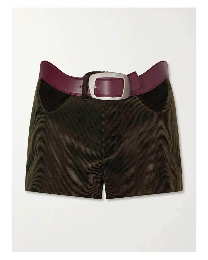 Jean Paul Gaultier Cut-out Cotton-corduroy Shorts - Green Green
