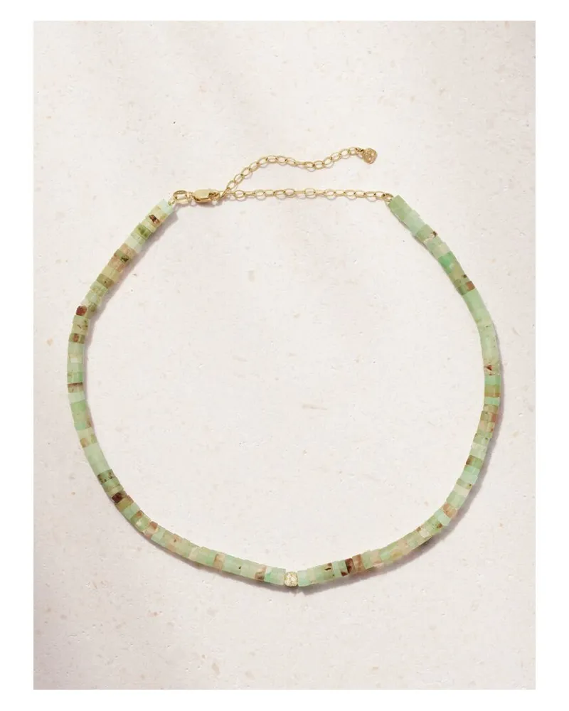 Sydney Evan Kette Mit Aquaprasen, Diamanten Und Details Aus 14 Karat Gold Gold