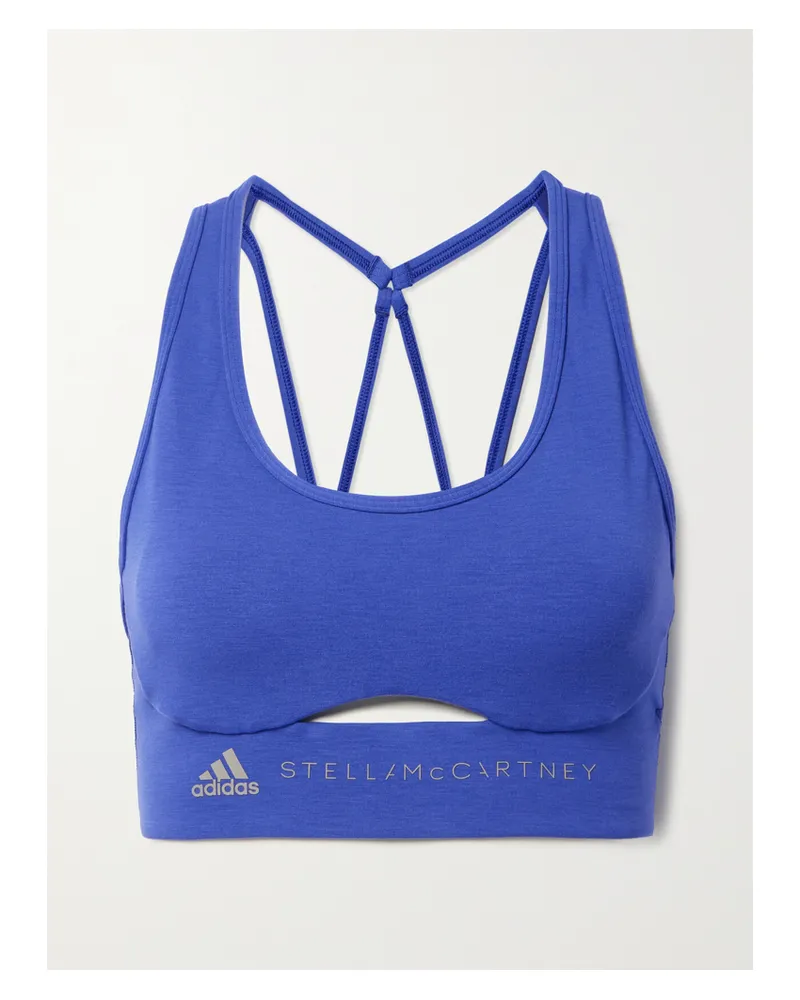 adidas Truestrength Sport-bh Mit Prints Und Cut-out - Blau Blau