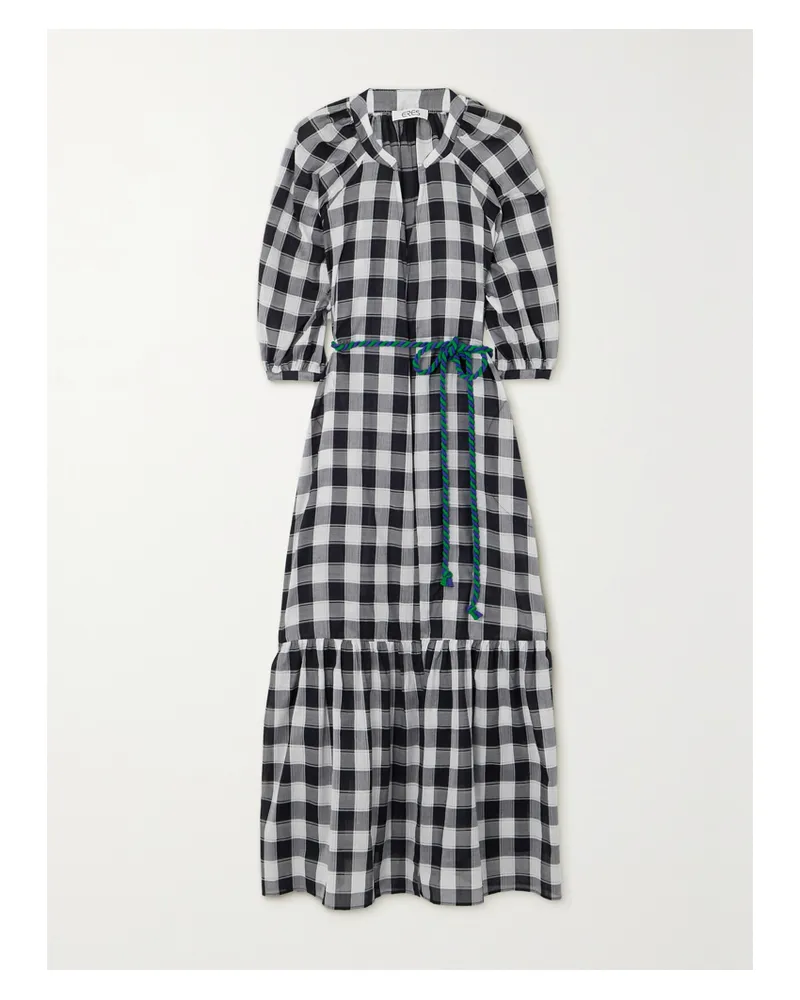 Eres Memphis Chess Midi-wickelkleid Aus Baumwoll-gaze Mit Bindegürtel - Schwarz Schwarz