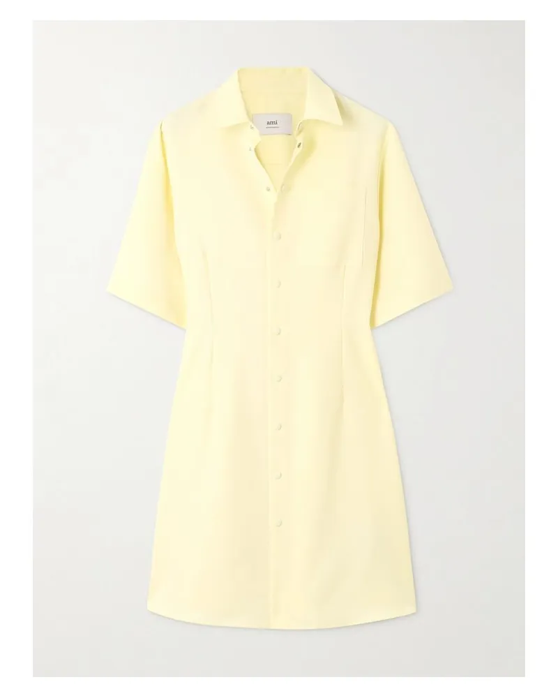 AMI Paris Mini-hemdblusenkleid Aus Grain De Poudre Aus Wolle - Gelb Gelb