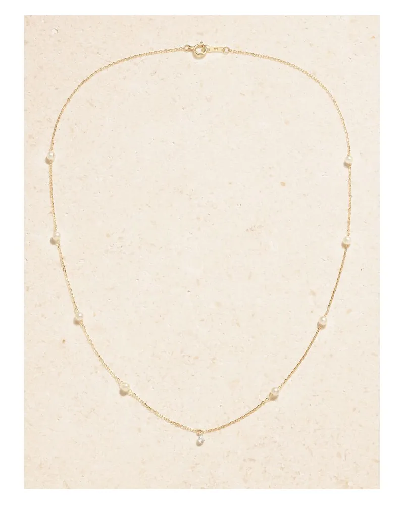 MIZUKI Kette Aus 14 Karat Gold Mit Perlen Und Diamant Gold