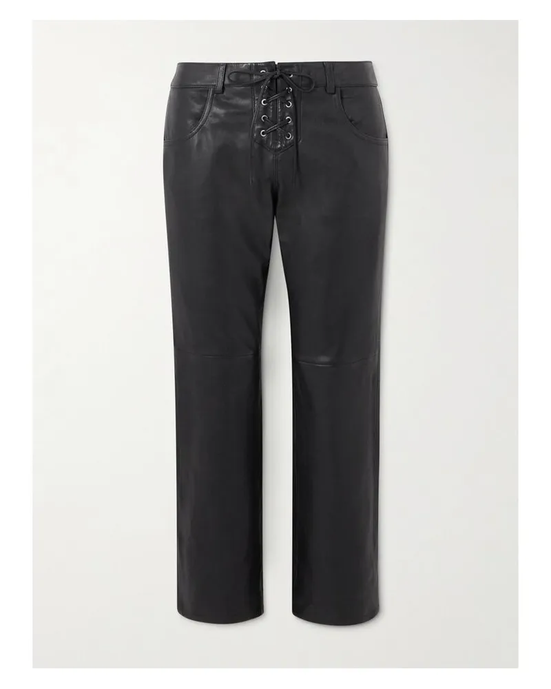 Isabel Marant Vanel Lederhose Mit Geradem Bein Und Schnürung - Schwarz Schwarz