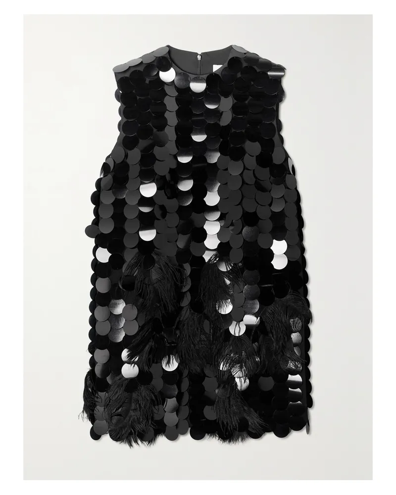 16ARLINGTON Tona Minikleid Aus Jersey Mit Pailletten Und Federn - Schwarz Schwarz