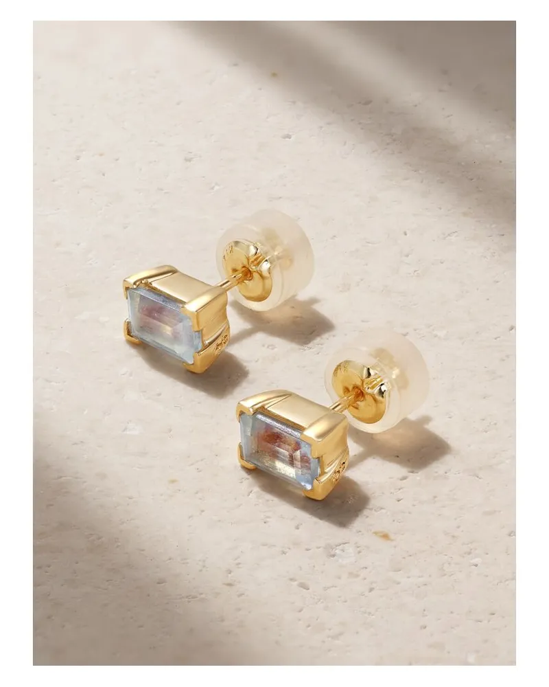 Melissa Joy Manning Ohrstecker Aus Recyceltem 14 Karat Gold Mit Aquamarinen Gold