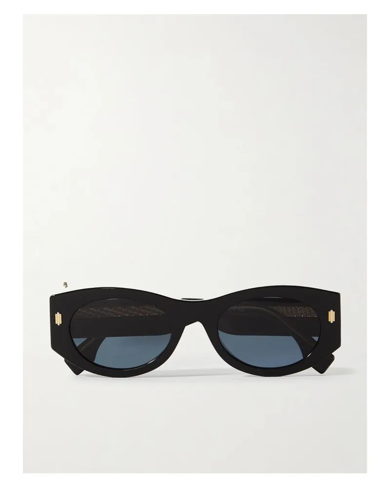 Fendi Roma Sonnenbrille Mit Ovalem Rahmen Aus Azetat - Schwarz Schwarz