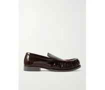 Loafers Aus Lackleder In Knitteroptik - Braun
