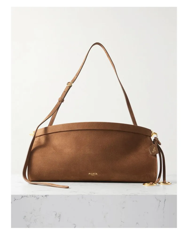 Alaïa Click Mittelgroße Schultertasche Aus Nubukleder - Braun Braun