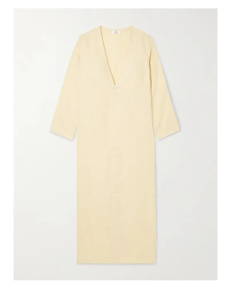 Sara Cristina Kaftan Aus Leinen Mit Perlen - Creme Creme